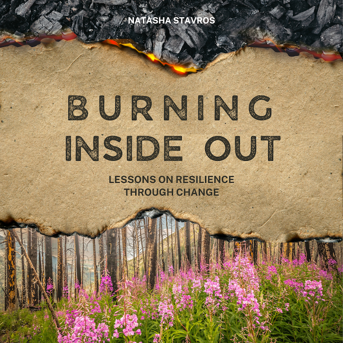 Burning Inside Out is a narrative nonfiction book as a survival guide for change makers in a world on fire. It offers 30 chapters and 30 lessons on resilience through change.